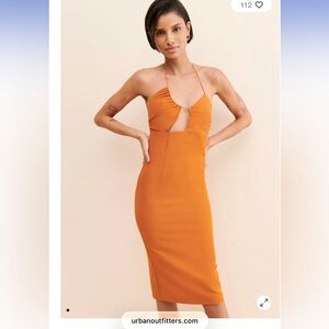 Urban Outfitters Orange Cutout Midi Dress